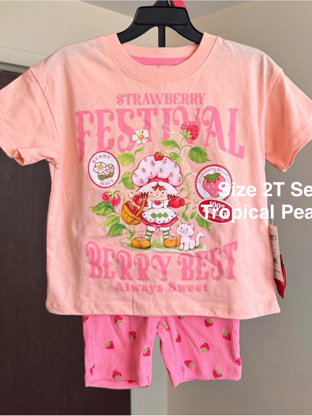 Strawberry Shortcake Toddler Girls Graphic Tee and Bike Shorts Set, 2-Piece,2T